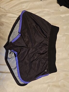 Women's Athletic Running Shorts — Black with Purple Trim